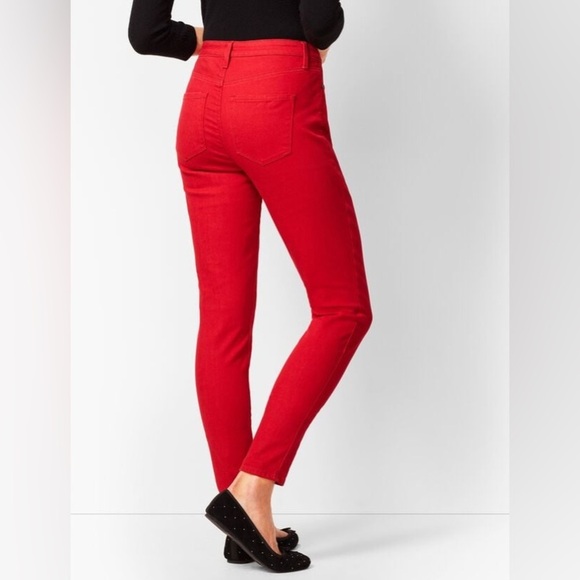 NWOT Talbots Size 2 High Rise Skinny Leg Ankle True Red Denim Jegging Jeans - Picture 4 of 10